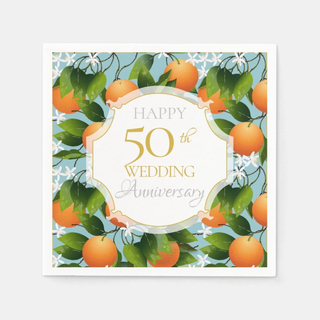 Oranges Citrus Fruit Floral Party Napkin (Front)