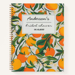 Oranges Citrus Fruit Floral Pattern Bridal Shower Notebook