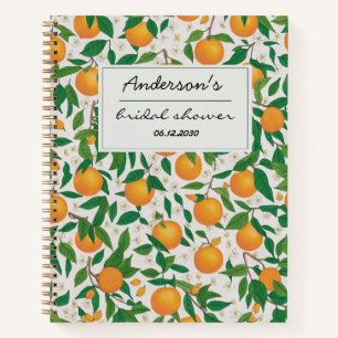 Oranges Citrus Fruit Floral Pattern Bridal Shower  Notebook