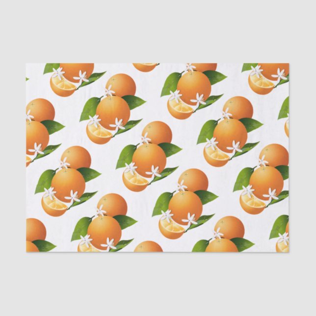 Oranges Citrus Fruit Floral Tissue Paper (Front)