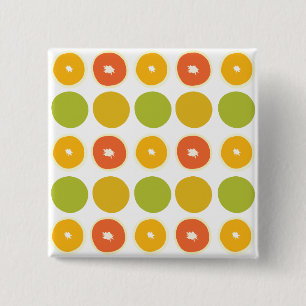 Oranges Citrus Fruits Food Pattern     2 Inch Square Button