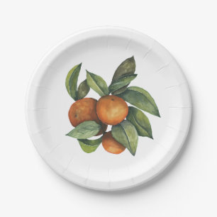 Oranges Citrus Greenery Paper Plate