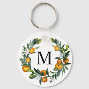 Oranges citrus monogrammed keychain