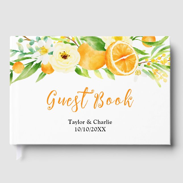 Oranges Citrus Wedding Guest Book (Front)