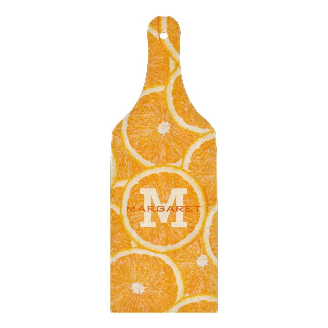 Oranges custom monogram cutting board (Front)