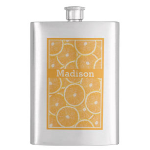 Oranges custom monogram flask