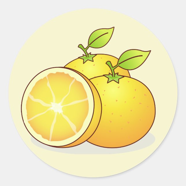 Oranges cute fruit classic round sticker (Front)