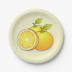 Oranges cute fruit paper plate