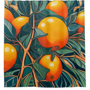 Oranges Design Shower Curtain With Liner
