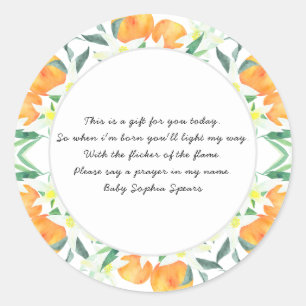 Oranges - Étiquette de bougie de prière