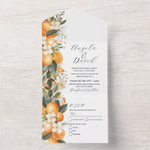 Oranges Florals Fruit Wedding Invite & RSVP