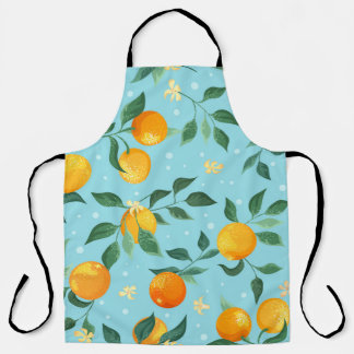 Oranges, flowers: textile seamless pattern. apron