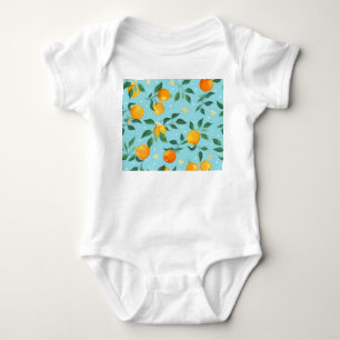 Oranges, flowers: textile seamless pattern. baby bodysuit