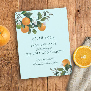 Oranges Fruit and Blossoms Save the Date Card