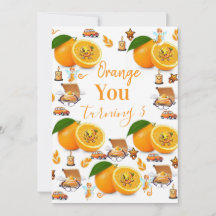 Oranges Fruit Cake Happy Birthday Invitation