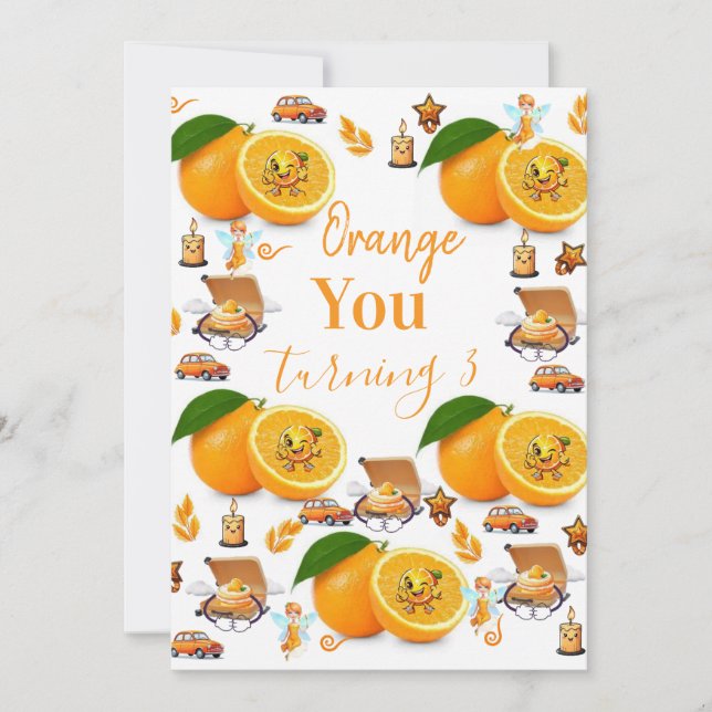Oranges Fruit Cake Happy Birthday Invitation  (Front)