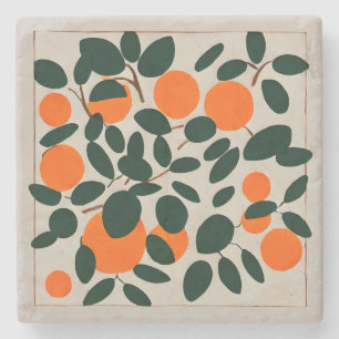 Oranges fruits minimal  stone coaster