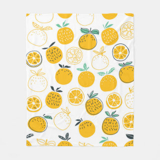 Oranges fruits seamless pattern fleece blanket