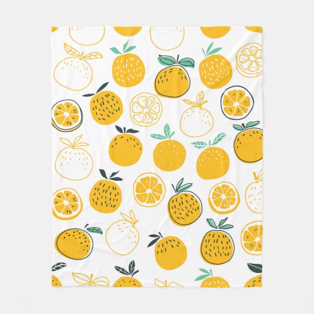 Oranges fruits seamless pattern fleece blanket (Front)