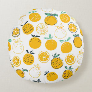Oranges fruits seamless pattern round pillow