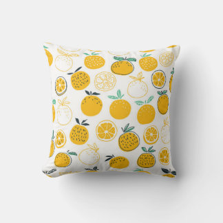 Oranges fruits seamless pattern throw pillow