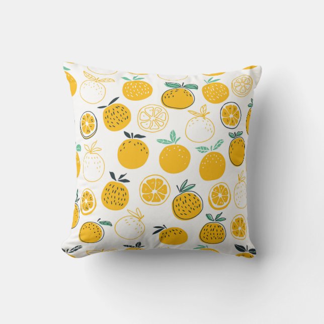Oranges fruits seamless pattern throw pillow (Front)