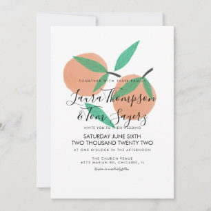 Oranges Hand Drawn Citrus Greenery  Wedding  Invitation