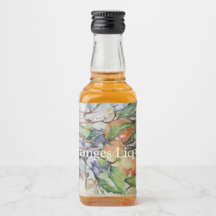 Oranges in the tree. Watercolour Liquor Bottle Label