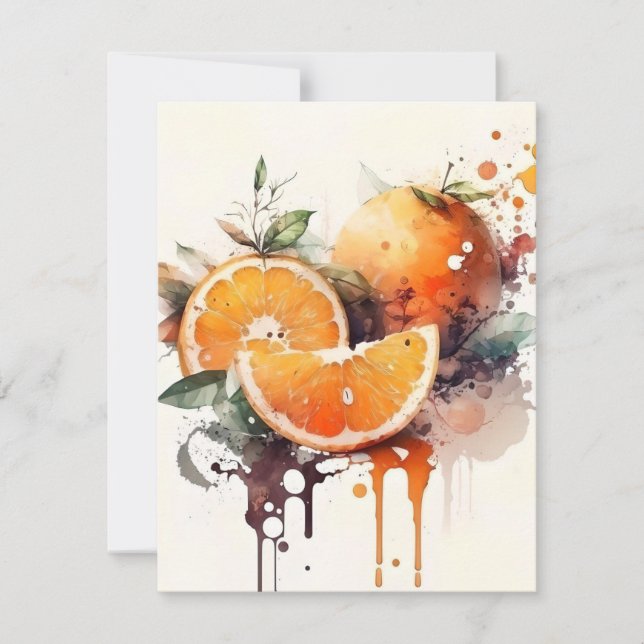 Oranges In Watercolors Holiday Card (Front)
