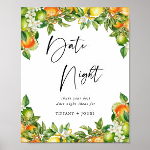 Oranges Lemon Citrus bridal shower Date Jar Game Poster