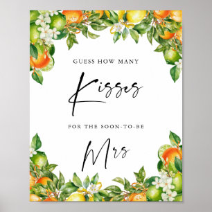 Oranges Lemon Citrus how many kisses bridal shower Poster