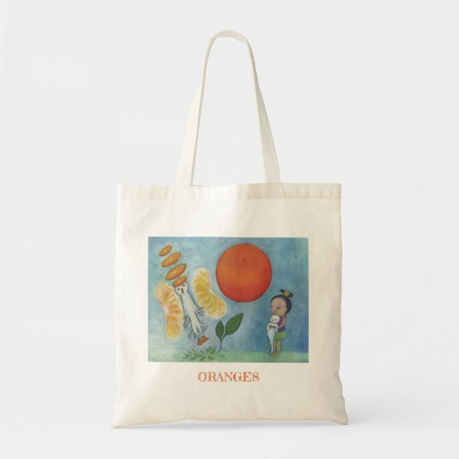 Oranges natural canvas tote bag (Front)