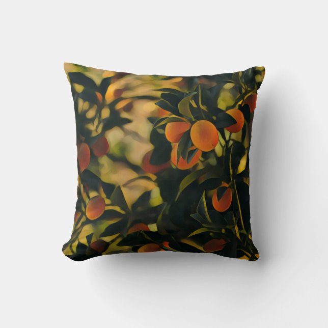 Oranges Obsession Garden Throw Pillow / Cushion (Front)