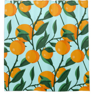 oranges on leaf branches seamless pattern, citrus