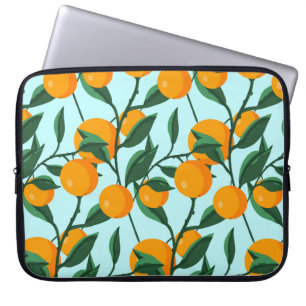 oranges on leaf branches seamless pattern, citrus  laptop sleeve