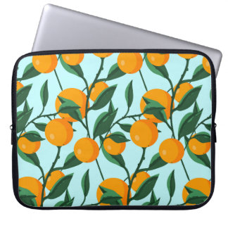 oranges on leaf branches seamless pattern, citrus laptop sleeve