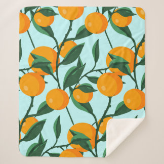 oranges on leaf branches seamless pattern, citrus  sherpa blanket
