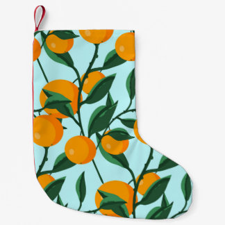 oranges on leaf branches seamless pattern, citrus  small christmas stocking