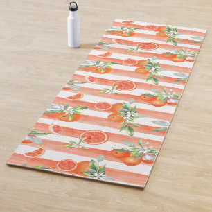Oranges on Orange and White Stripes Yoga Mat