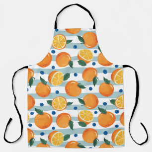 Oranges on striped background, summer pattern. apron