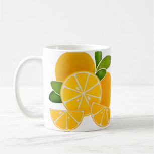 Oranges, orange slices, citrus fruit     coffee mug