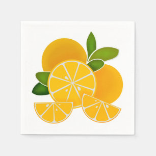 Oranges, orange slices, citrus fruit    napkin