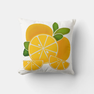Oranges, orange slices, citrus fruit throw pillow