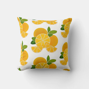 Oranges, orange slices, citrus fruit    throw pillow