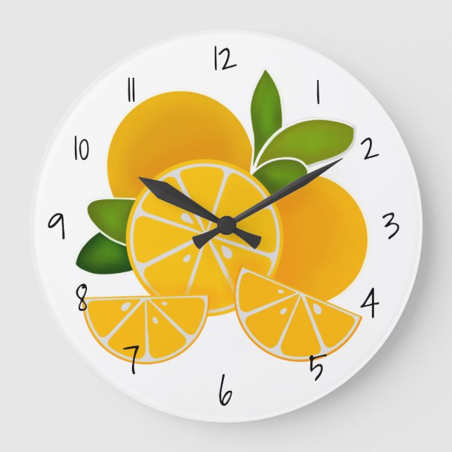 Oranges orange sunny citrus fruit large clock (Front)