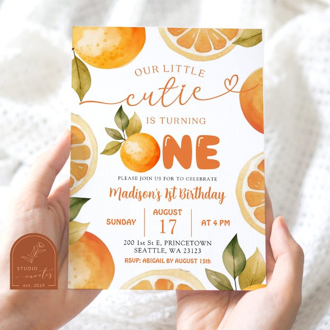 Oranges Our Little Cutie Is Turning One Birthday Invitation (Creator Uploaded)