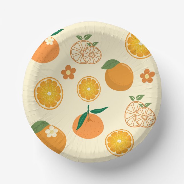 Oranges Pattern Paper Plate (Front)