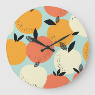 Oranges Pattern: Vibrant Seamless Design. Large Clock
