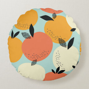 Oranges Pattern: Vibrant Seamless Design. Round Pillow