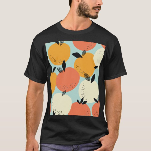 Oranges Pattern: Vibrant Seamless Design. T-Shirt (Front)